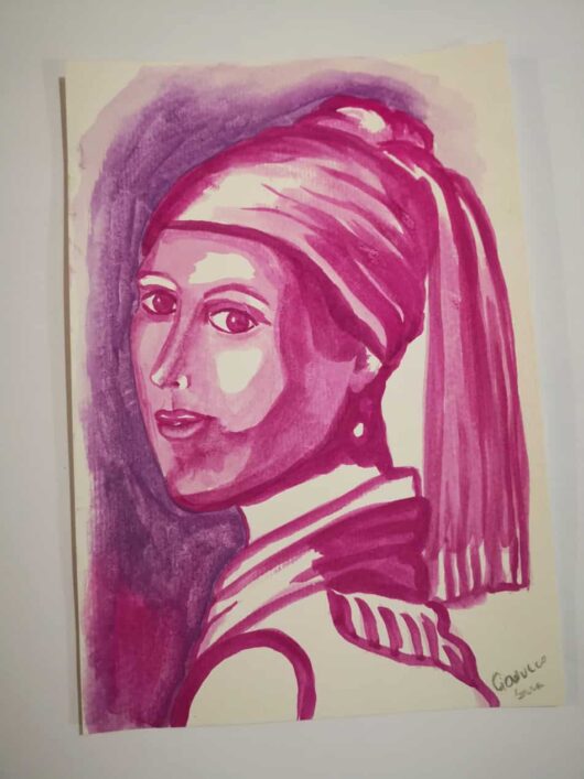 La ragazza con l'orecchino di perla magenta