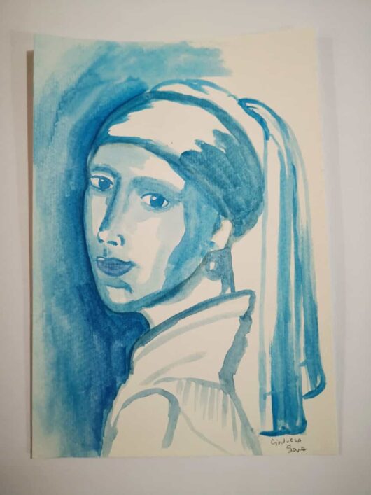 la ragazza con l'orecchino di perla blu